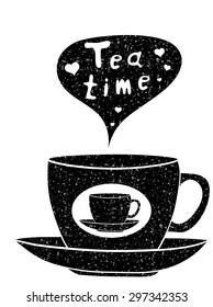  Tea time card. Vector illustration. Tea time party invitation.