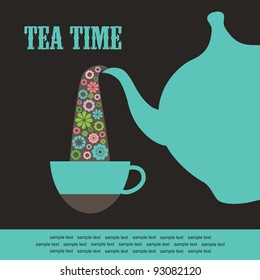 tea time card. vector illustration