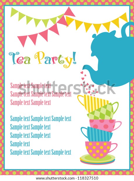tea time card. vector\
illustration