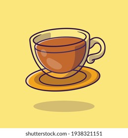 Tea Time Cartoon Vector Icon Illustration. Food And Drink Icon Concept Isolated Premium Vector. Flat Cartoon Style