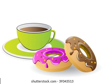 tea time with coffee and donuts