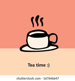 Tea time. Cup icon.