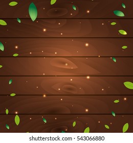Tea time. Cup of tea with lemon. Wooden background. Vector illustration