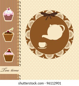 tea time cute card. vector illustration