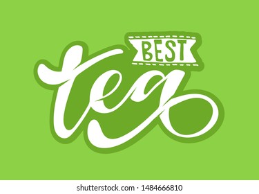 Tea time - cute hand drawn doodle lettering label art poster banner