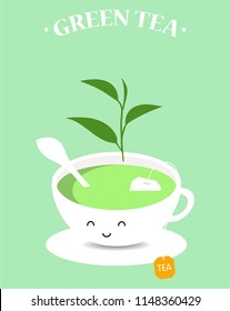 Tea time design over green background, vector illustration