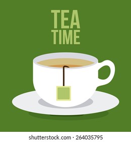 Tea time design over green background, vector illustration