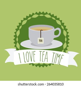 Tea time design over green background, vector illustration