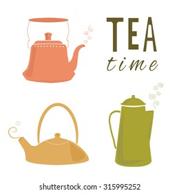 Tea time design template. Tea logo, vector.