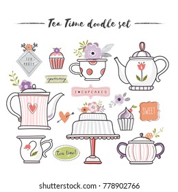 Tea time doodle set