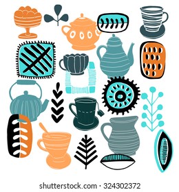 The tea time elements. Abstract background. 