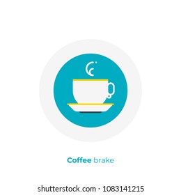 Tea time flat art icon, coffee brake vector art, cartoon take a rest illustration