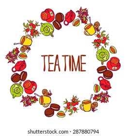 Tea time. Frame - wreath.