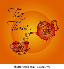 Tea Time. Hand drawing illustration.