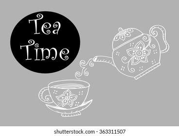 Tea Time. Hand drawing illustration.