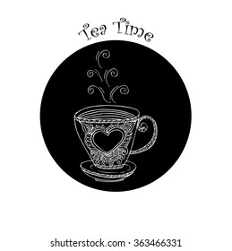 Tea time. Hand drawing illustration.