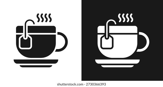 Icono De La Hora Del Té En Estilo Glifo Blanco Y Negro