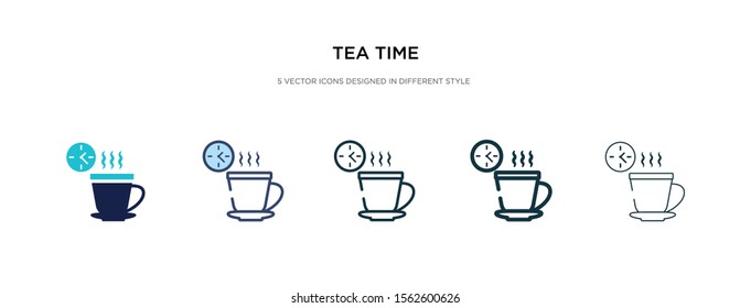 tea time icon in different style vector illustration. two colored and black tea time vector icons designed in filled, outline, line and stroke style can be used for web, mobile, ui