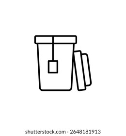 Ícone Tea Time Com Xícara De Chá E Arte De Linha De Tampa Aberta