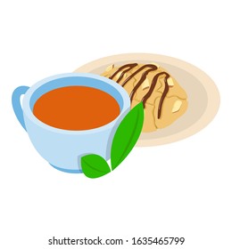 Tea time icon. Isometric illustration of tea time vector icon for web