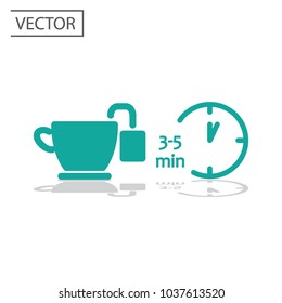 Tea time icon, line sign vector illustration