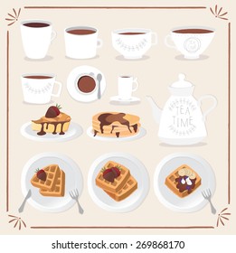 Tea time icon set.