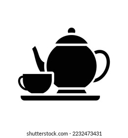 plantilla de diseño vectorial de icono de tiempo de té en fondo blanco