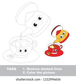 Tea Time - the kettle and tea cup. Dot to dot educational game for kids.