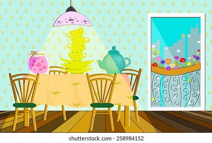 Tea time in the kitchen room, waiting for guests