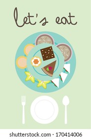 tea time let's eat print/ vector poster design template/ layout design/ background/ abstract web design/ wallpaper