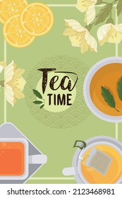 tea time lettering with oranges poster