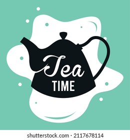 tea time lettering in teapot