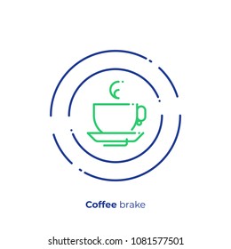 Tea time line art icon, coffee brake vector art, outline take a rest illustration