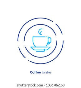 Tea time line art icon, coffee brake vector art, outline take a rest illustration
