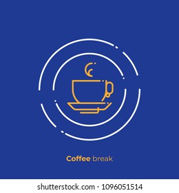 Tea time line art icon, coffee brake vector art, outline take a rest illustration