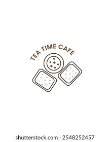 Tea time logo design, Cookie Logo Vector Illustration