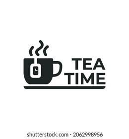 Tea Time Logo Isolated Of Flat Style Design.