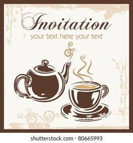 Tea time party invitation with place for your text.