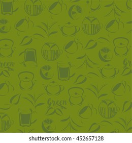 Tea time pattern background vector design.