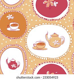 tea time pattern vector illustration