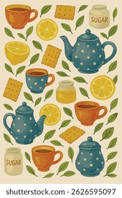 Tea Time Print Design in Vector
