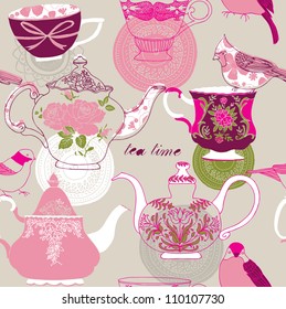 Tea Time Seamless background