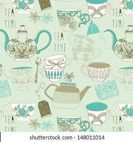 Tea Time Seamless Pattern