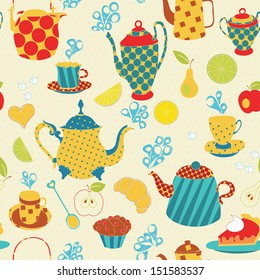 Tea time seamless pattern