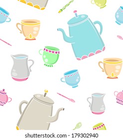 Tea time seamless pattern for design. Vector illustration.