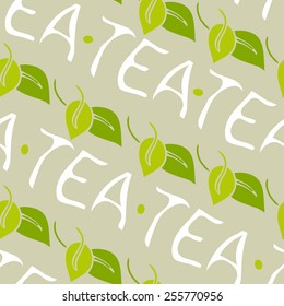 Tea time! seamless pattern with tea leaves