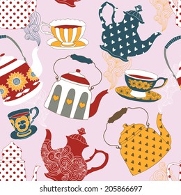 Tea time seamless vector pattern