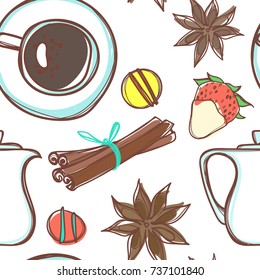 The tea time seamless vector pattern