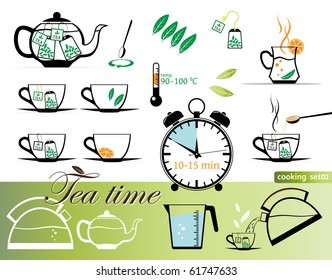 Tea time set. Instruction, manual infographic.