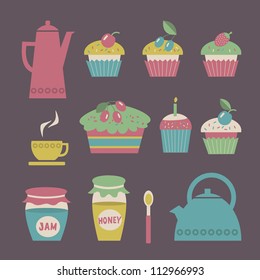 Tea time set. Vector illustration.